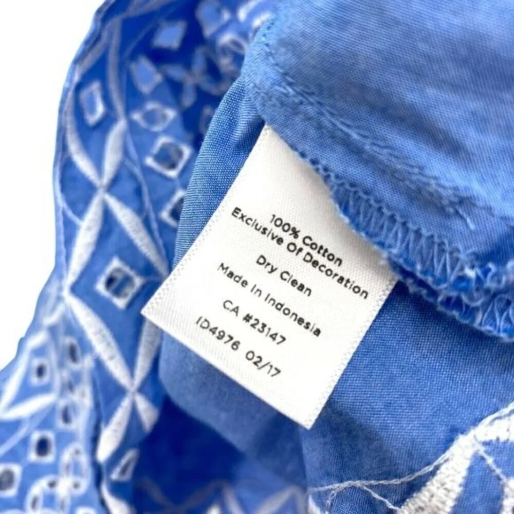 Talbots Eyelet Cotton Blue Chambray Top Size Large - Picture 6 of 9